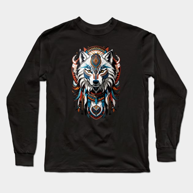 Totem Wolf Long Sleeve T-Shirt by CatCoconut-Art